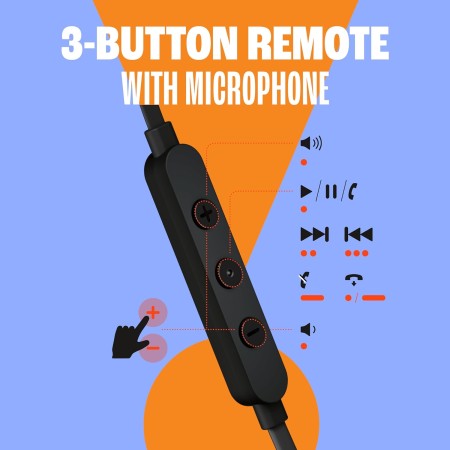 JBL TUNE 310C - Wired Hi-Res in-Ear Headphones, Tangle-free flat cable, 3-button remote with microphone (Black)