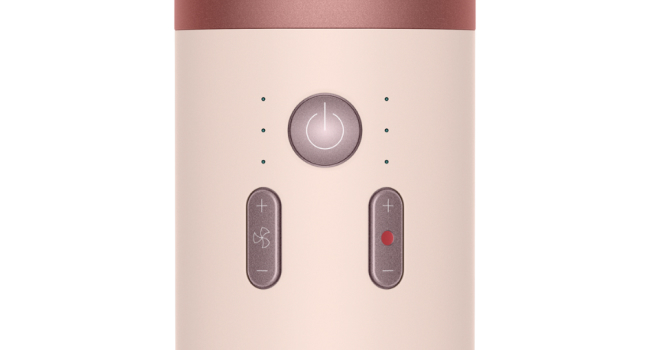 The buttons to control temperature and airflow on the Dyson Supersonic r hair dryer.